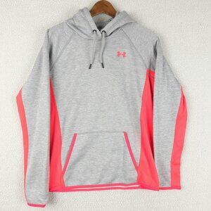 Under Armour Hoodie Womens Medium Gray Prink Cold Gear Pullover Storm Sporty